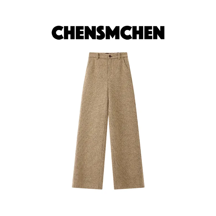 CHENSMCHEN 绵羊毛复古直筒针织长裤女休闲百搭显瘦裤子CSK9904JX