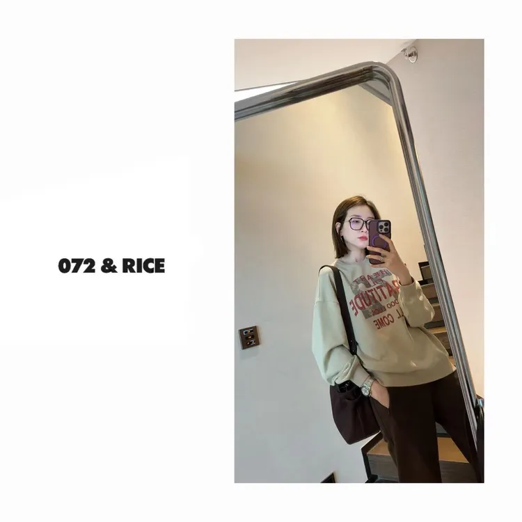072 & RICE【美式卫衣】100纯棉 秋季休闲圆领百搭长袖卫衣 32XB105
