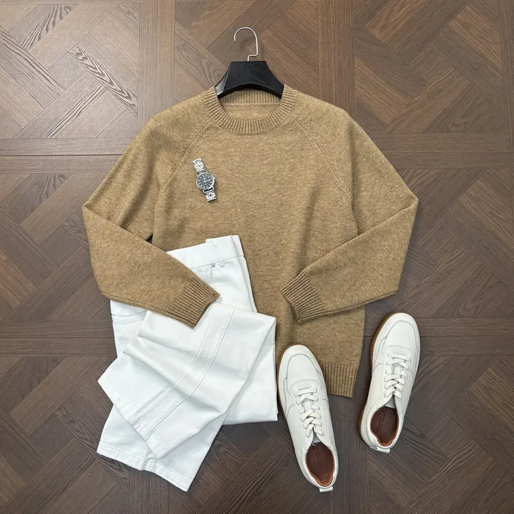 LANSIM·秋冬保暖百搭毛线针织衫男士休闲高级感圆领打底毛衣毛衫