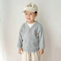春季婴幼儿针织衫圆领纯色外套男女童棉针织开衫