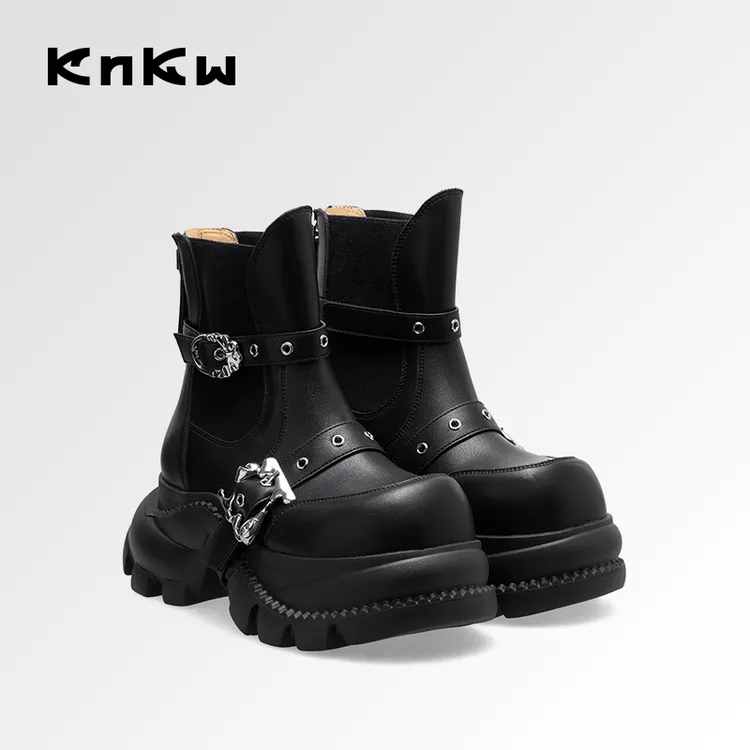 KNKW时尚厚底马丁靴2025琥珀流光风百搭时装单靴W4338HA019