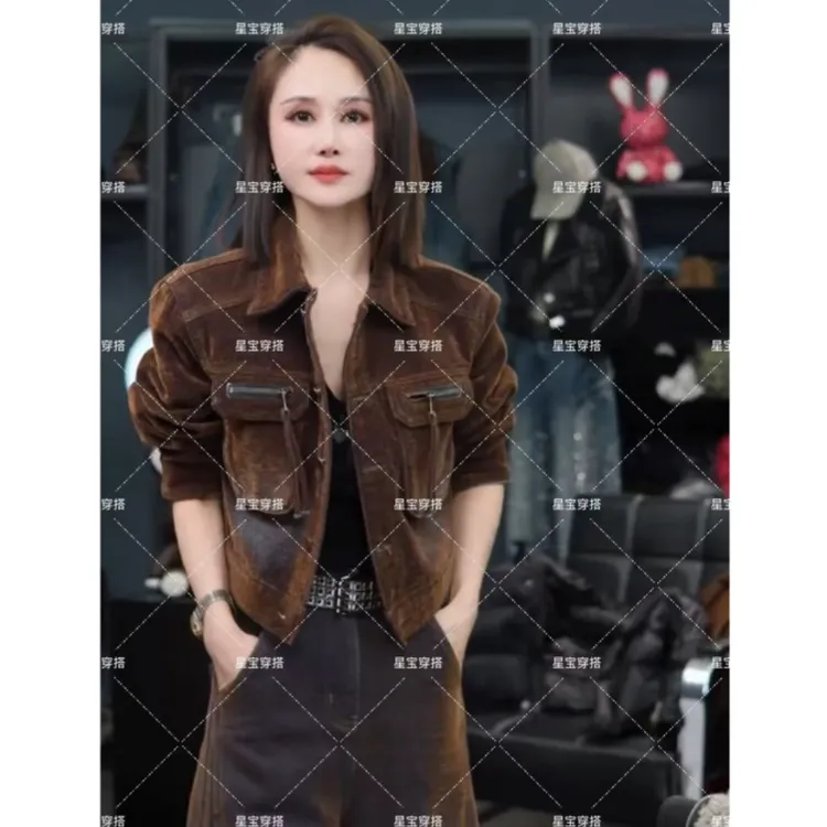 2025冬季新款复古水洗韩版加厚牛仔外套气质休闲短外套上衣2277