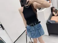 简衣  黑色显瘦百搭夏季针织衫背心