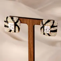 【KEFAN珂梵】黑色时尚方形气质金色设计师日韩欧美风耳环女