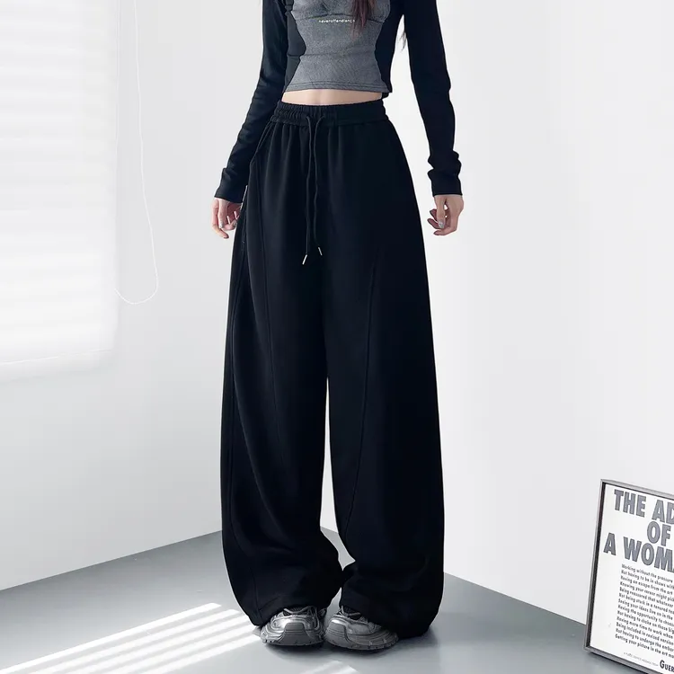 大码奶芙软糯阔腿裤女冬季新款胖mm显瘦200斤梨型身材宽松休闲裤
