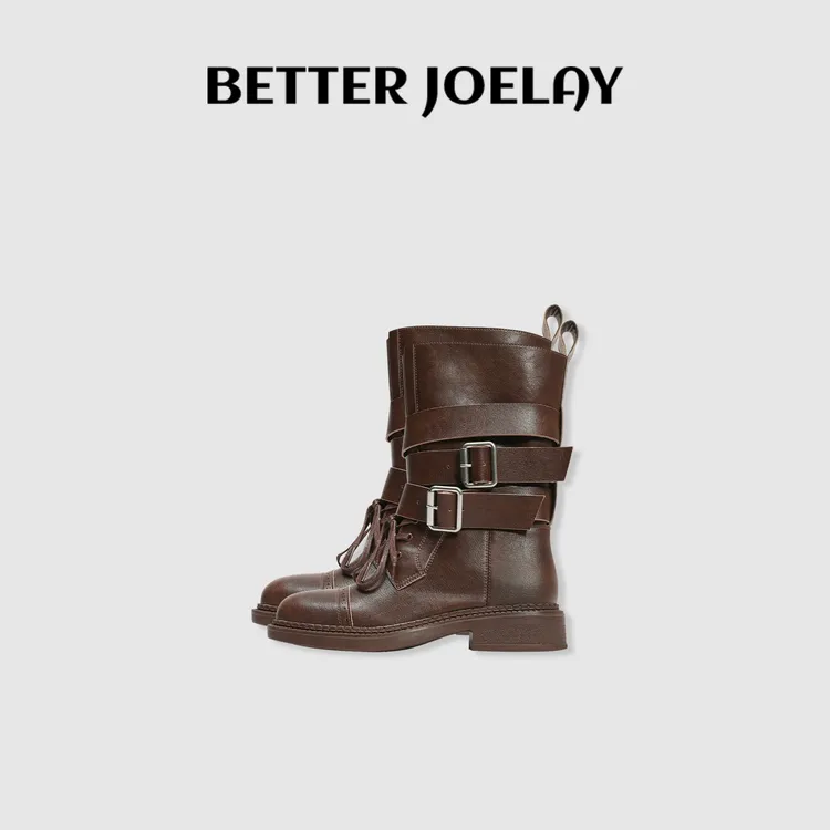 （MY）BETTER JOELAY-【暗扣战靴】休闲设计感时尚增高靴子百搭Z6952