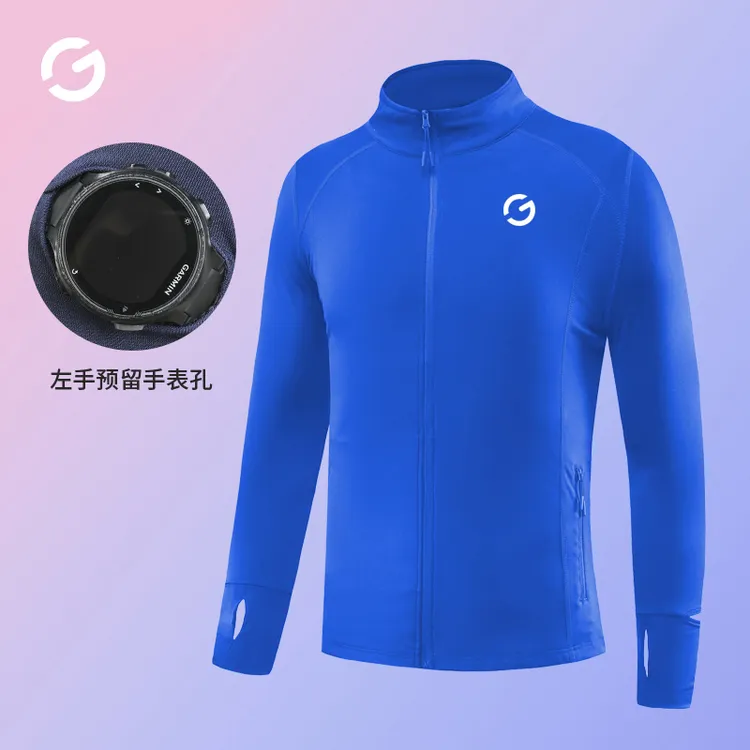 专业马拉松多功能袖口夜晨跑步运动外套男女吸湿排汗健身拉链开衫