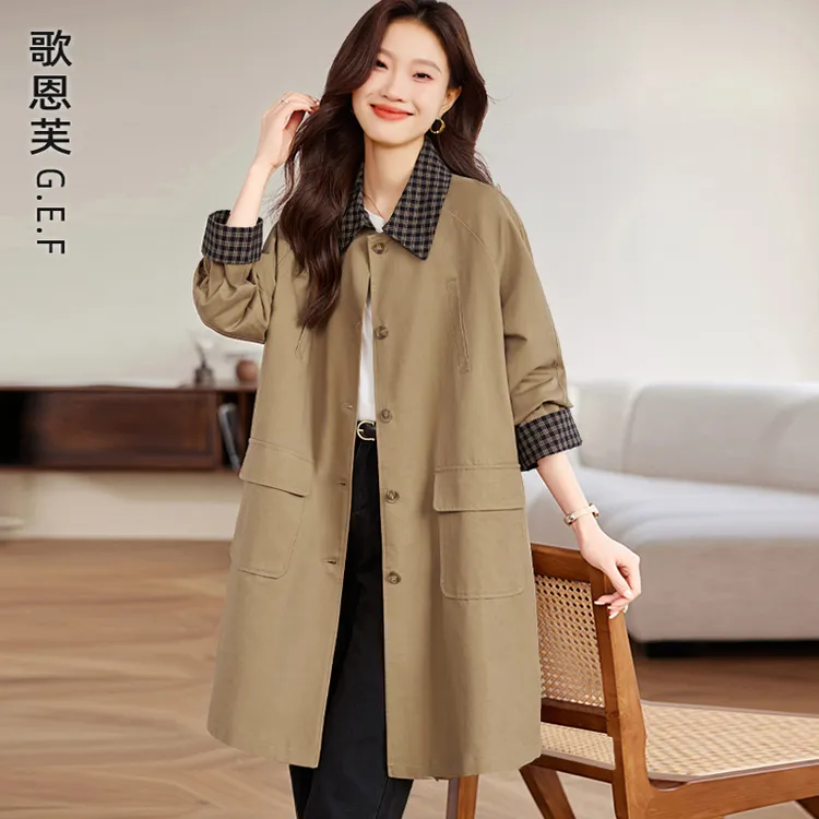 开春风衣女中长款2025年新款今年流行爆款大码宽松休闲春秋外套