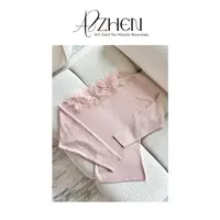 AZZHEN【繁花世界】羽毛拼接斜肩针织仙气温柔打底AZ5NBS11-ZS