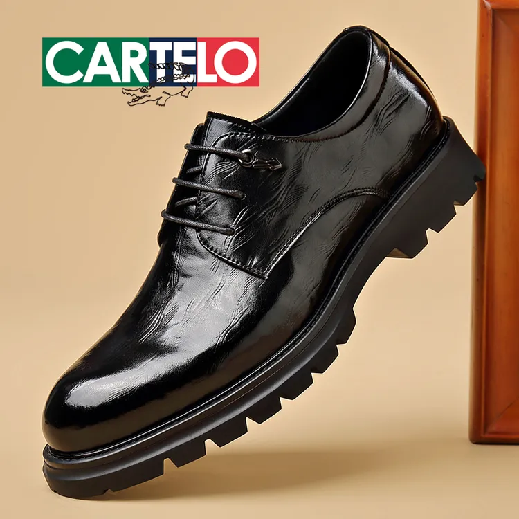 CARTELO/卡帝乐鳄鱼秋季上新男士商务透气厚底休闲皮鞋英伦风时尚