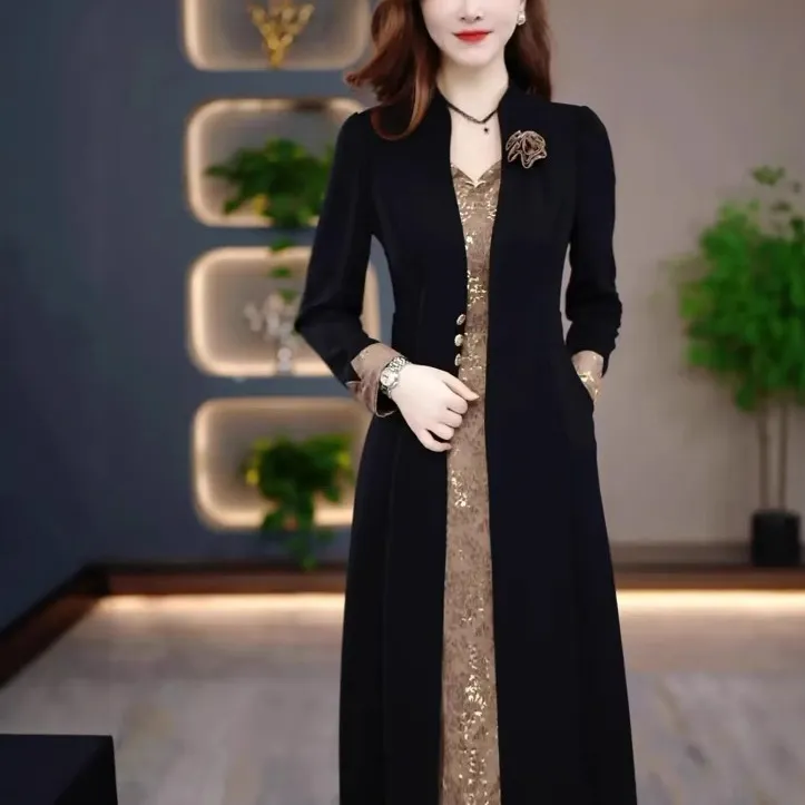 秋季新款假两件连衣裙2025新款显瘦修身气质遮肚裙子MY25Y2376