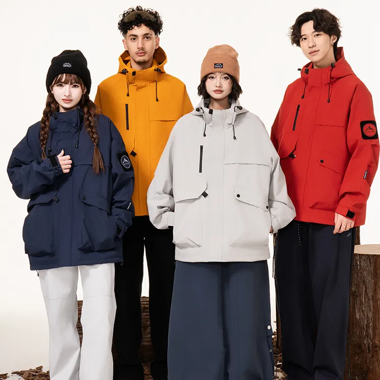 美式工装登山服男女士户外冲锋衣防水防风连帽多口袋情侣运动外套