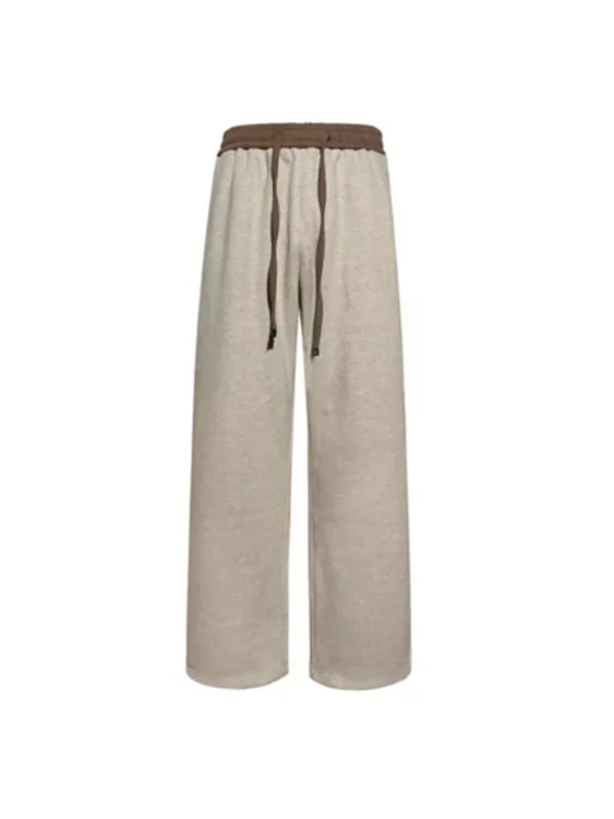 美式复古慵懒风毛呢休闲裤男古着vintage宽松显瘦直筒百搭阔腿裤