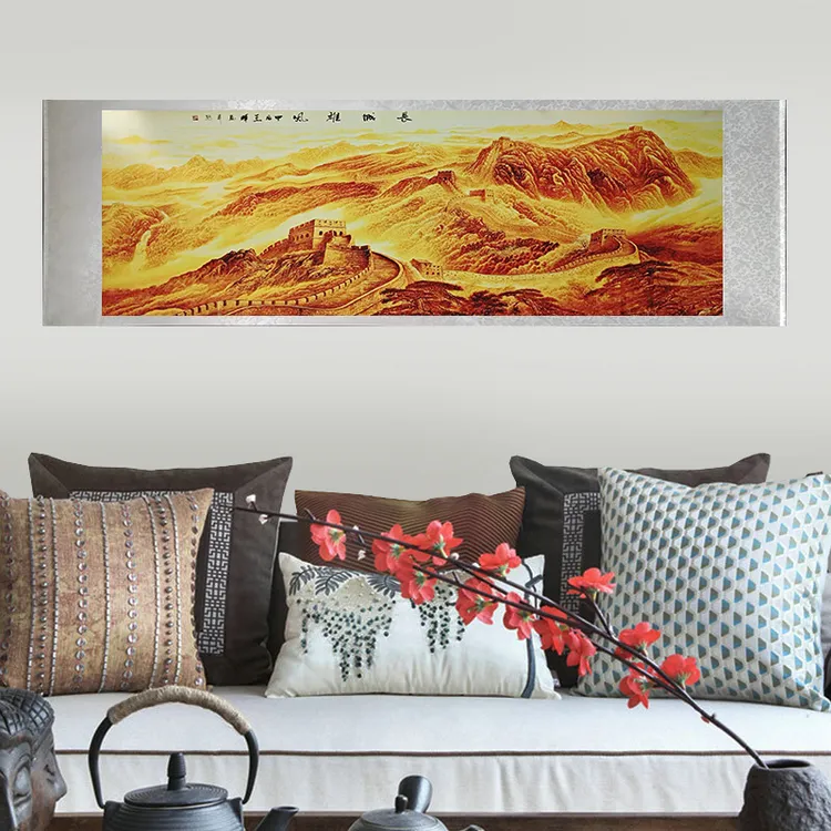 长城雄风【国画山水】横幅八尺卷轴装饰画D1