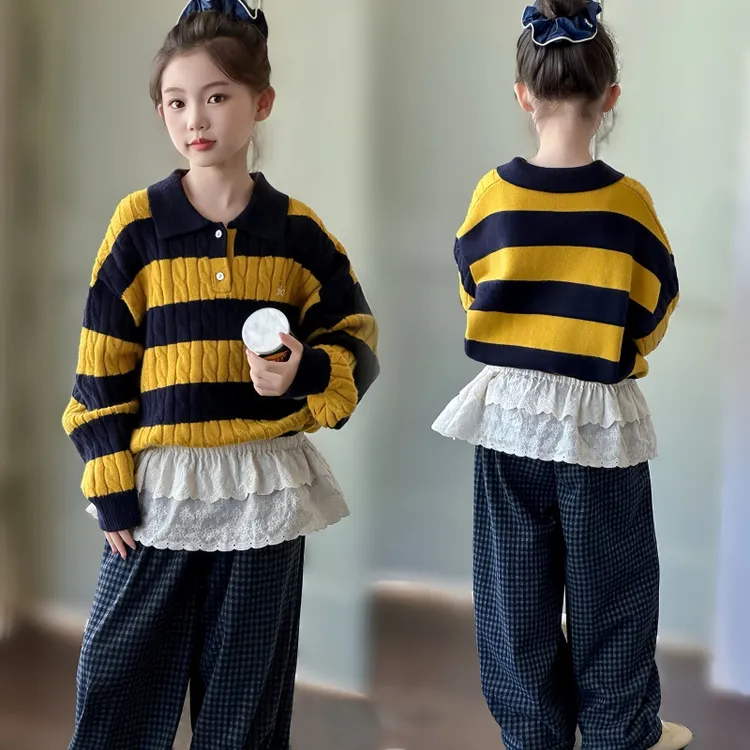 女童套装2025新款春秋款儿童洋气时髦针织衫大童秋季休闲两件套潮