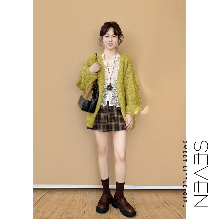秋叙⑦七七146小个子宽松慵懒风毛衣开衫外套女爆款2025新款小美说