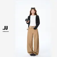 【街头少女】早秋新款韩版基础穿搭宽松设计感长裤Y3639