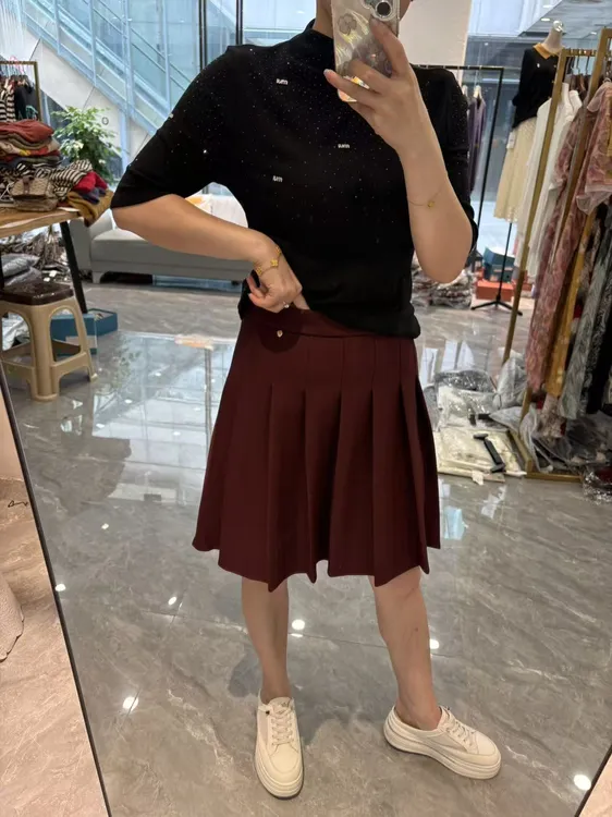 秋冬新款高端百褶短裙气质百搭显瘦短裙