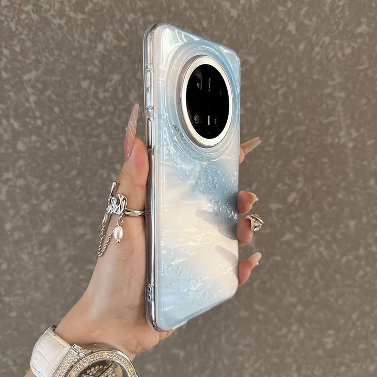 适用于华为mate70pro+手机壳贝壳纹mate60渐变镭射pura70时尚pro