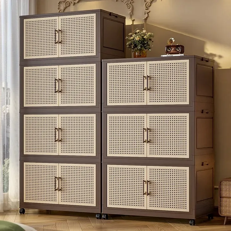 双开门收纳柜储物柜多层免安装折叠衣柜家用卧室衣服大容量整理柜