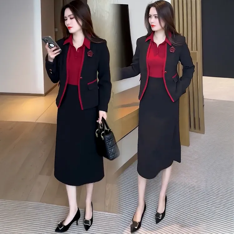 时尚套装裙女2025春季新款洋气减龄气质显瘦连衣裙阔腿裤两件套潮