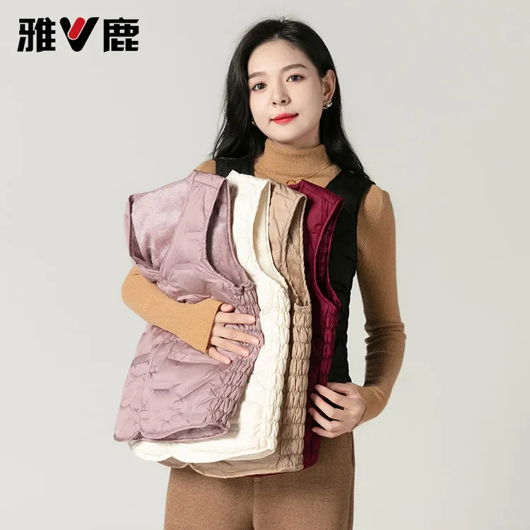 雅鹿羽绒马夹女2025冬新款内穿贴身时尚背心轻薄保暖加绒马夹内胆