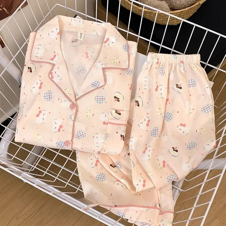 2025新款减龄helloKitty云朵棉纱睡衣女春秋季可爱少女长袖家居服