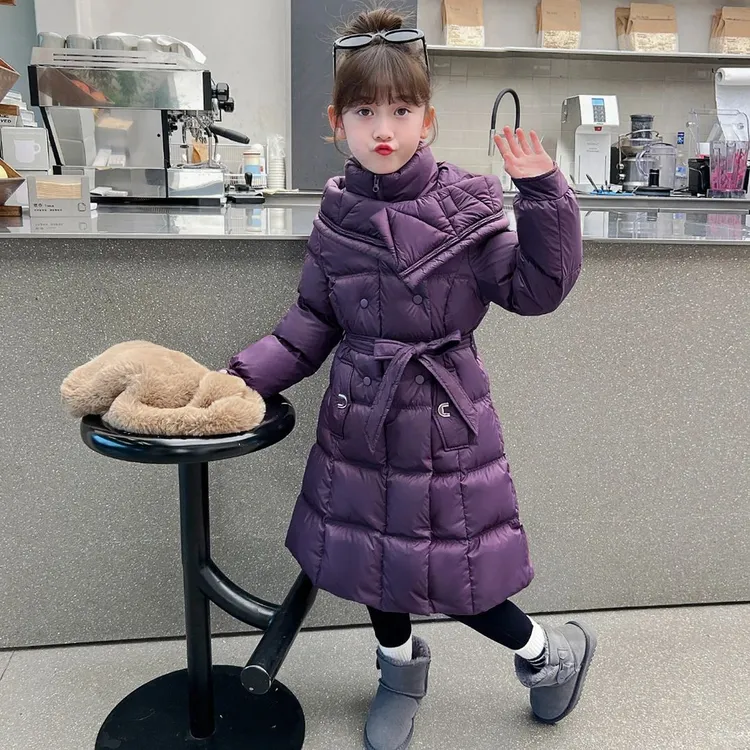 女童棉服冬装2025新款洋气女大童中长款韩版棉衣儿童冬季加厚外套