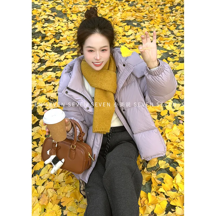 ⑦七七146小个子冬季保暖短款连帽羽绒服女减龄90白鸭绒外套小美说