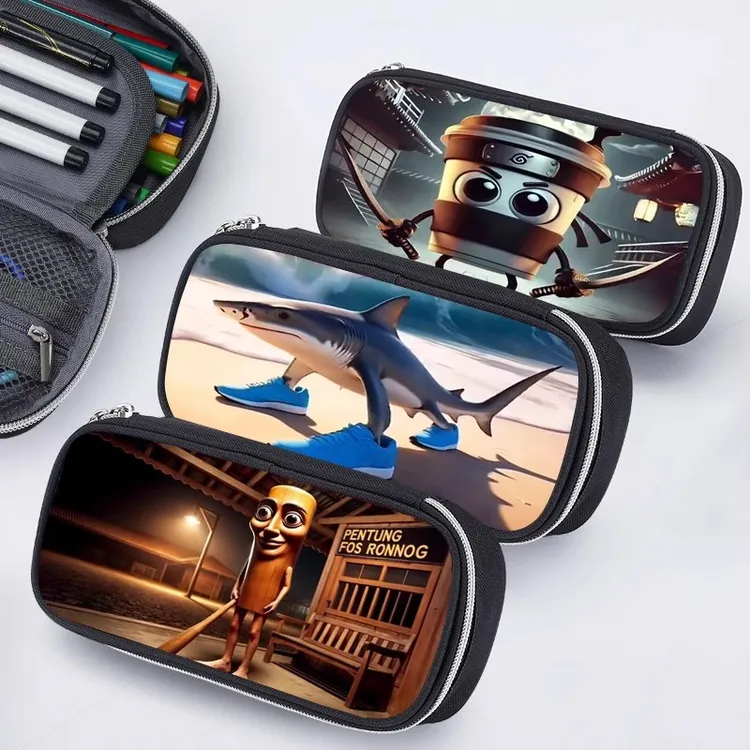鲨鱼美国外国山海经笔袋男孩2025新款中小学文具袋铅笔盒大容量女