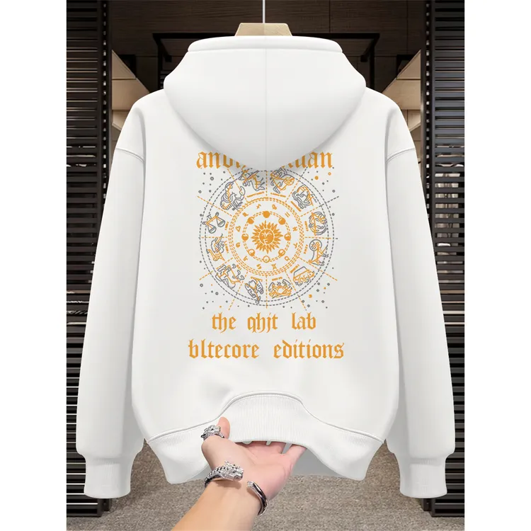 2025美式重磅420G棉质潮牌卫衣男秋冬季加绒加厚修身休闲连帽外套