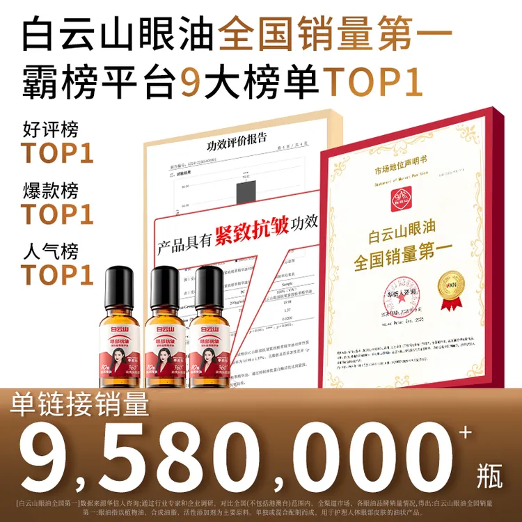 【官方正品买1发2】白云山紧致抗皱专注眼部精华油男女可用护肤