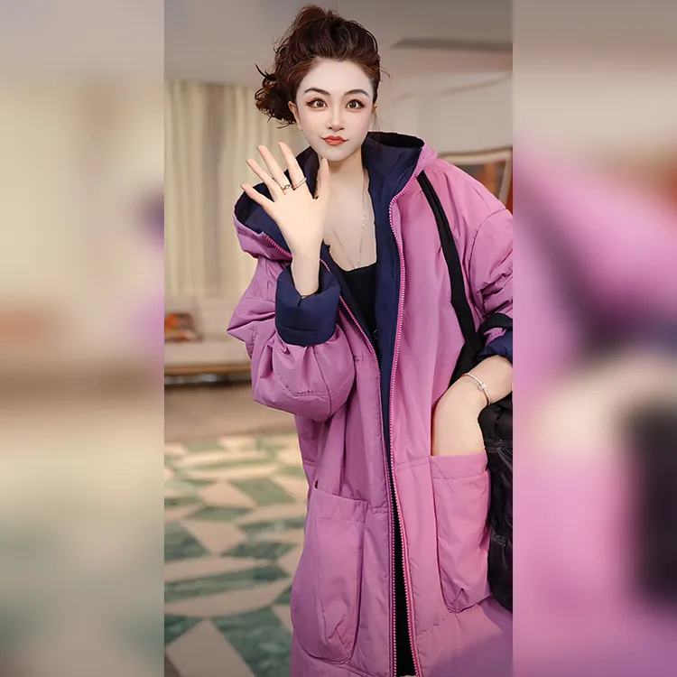 【Linda姐高端线】 冬季时尚保暖休闲双面穿连帽棉服外套AF5WMF0260