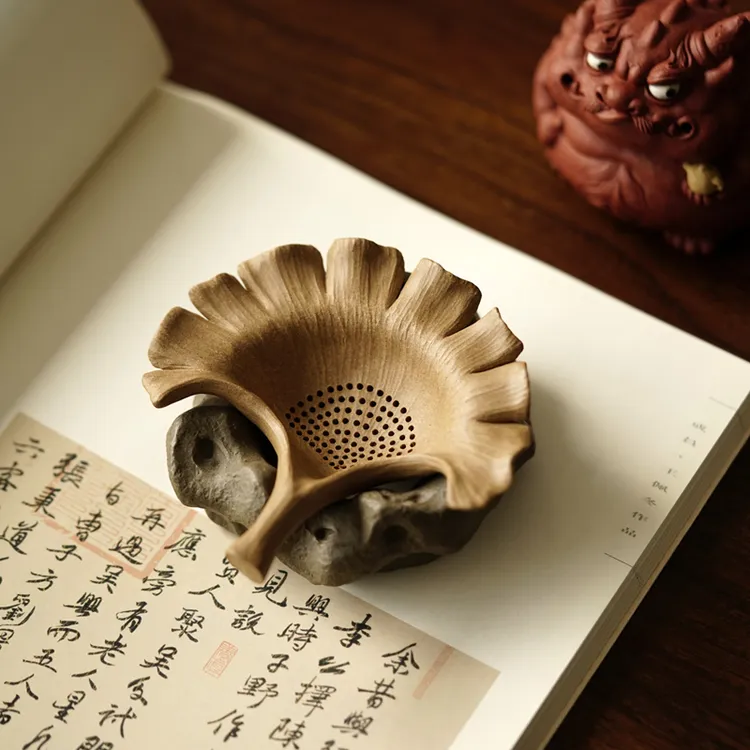 泡茶神器 三生有杏 银杏茶漏茶漏托 宜兴紫砂 段泥 砂壶印象