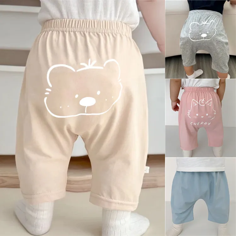 夏天儿童薄棉裤子宝宝印花大屁屁裤婴儿休闲7分裤男女孩外出短裤