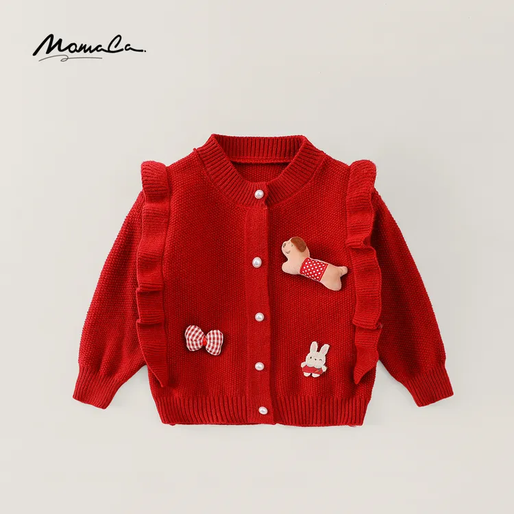 MOMOCO冬季女童甜美长袖小狗玩偶毛衣开衫洋气77880230015