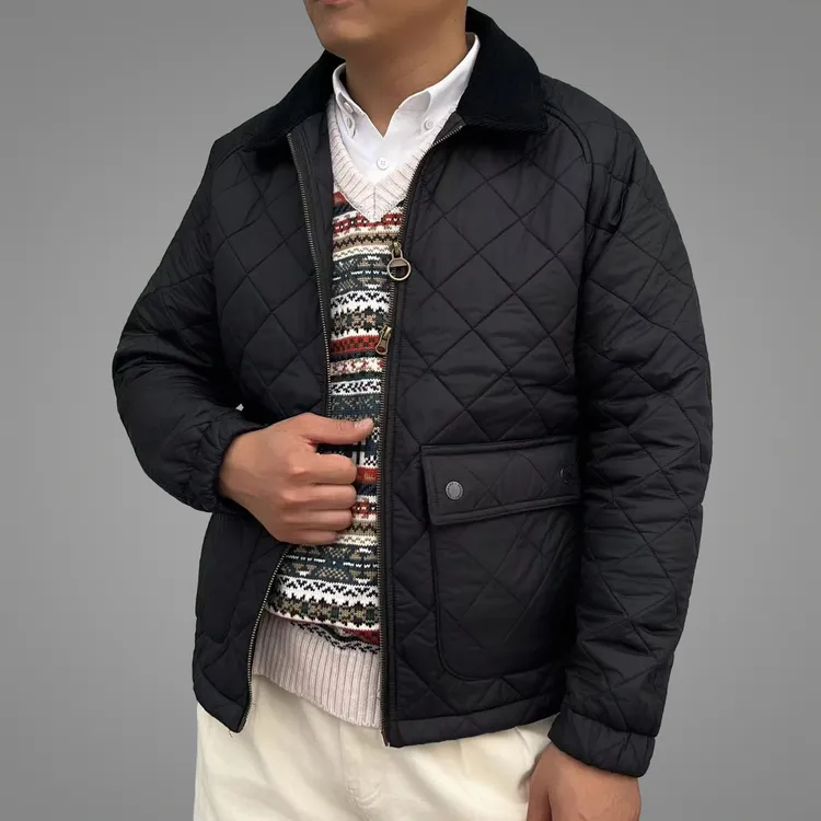 绗缝夹棉夹克菱格棉服秋冬男士保暖复古翻领Liddesdale棉衣外套