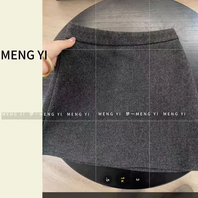 MENGYI毛呢显瘦型好A字半身裙5290-1