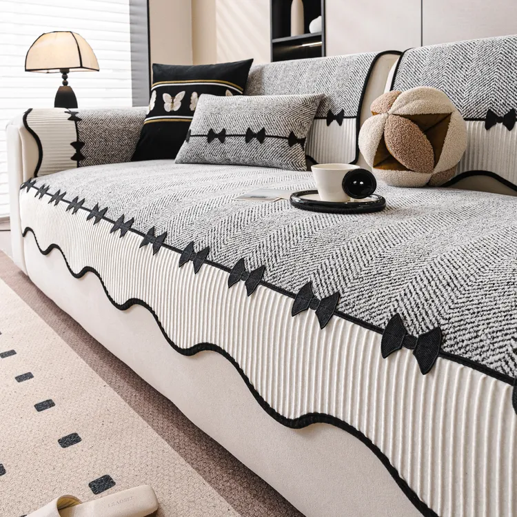 虹原风尚法式中古风沙发垫2025新款四季通用固定防滑直排坐垫盖布