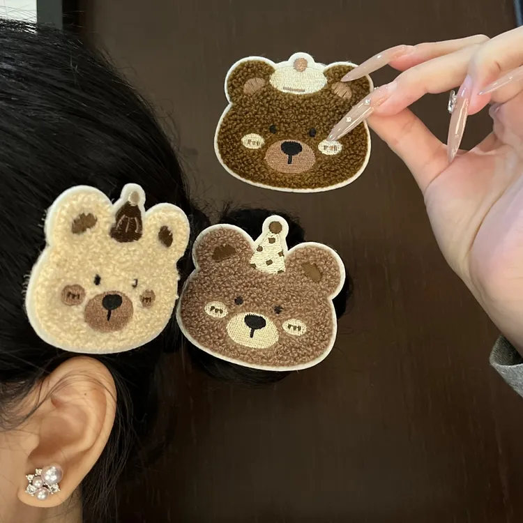 可爱帽子小熊无痕魔术贴碎发侧边发帖发饰简约无痕少女发粘发饰