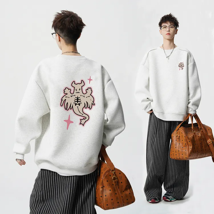 2025秋冬男士卡通重磅圆领卫衣男生衣服高级感美式hiphop高街ins