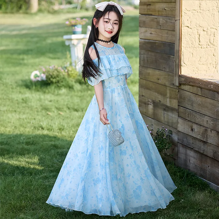 女童夏装2025年款衣服小孩公主独特漂亮裙子儿童连衣裙长裙童装