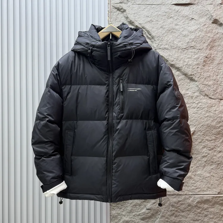 加厚白鸭绒冬季新款连帽羽绒服男士纯色休闲青年保暖上衣潮流外套