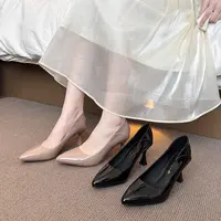 【诺一家加宽加肥大码女鞋】法式尖头细跟高跟鞋女职业百搭工作单鞋