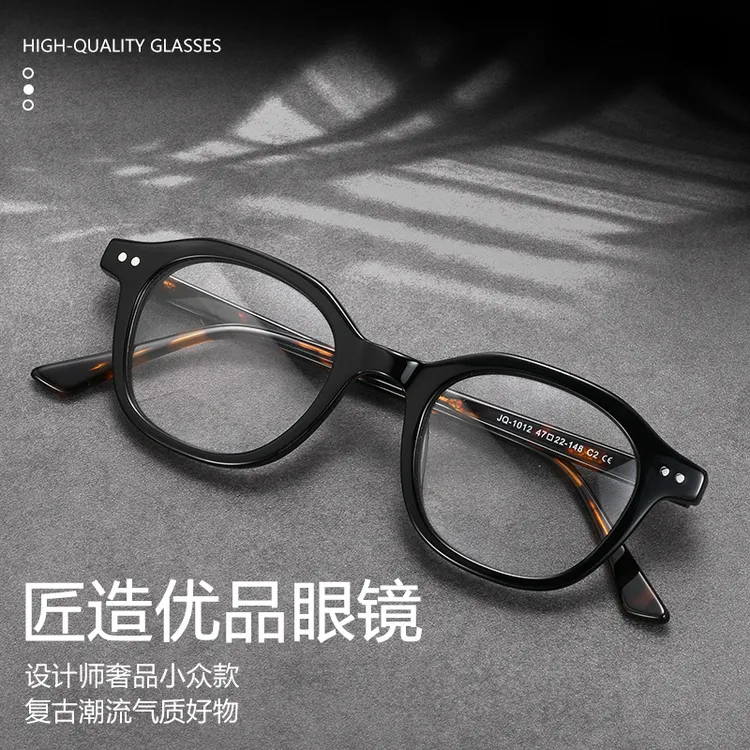 高质复古小框玳瑁色近视眼镜框男框可配度数小脸多边形日系眼镜女
