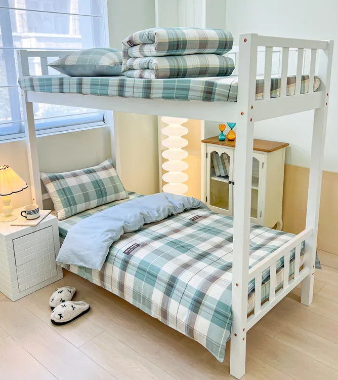 水星家纺高中宿舍床单三件套100%全棉纯棉被套床笠床上床品套件