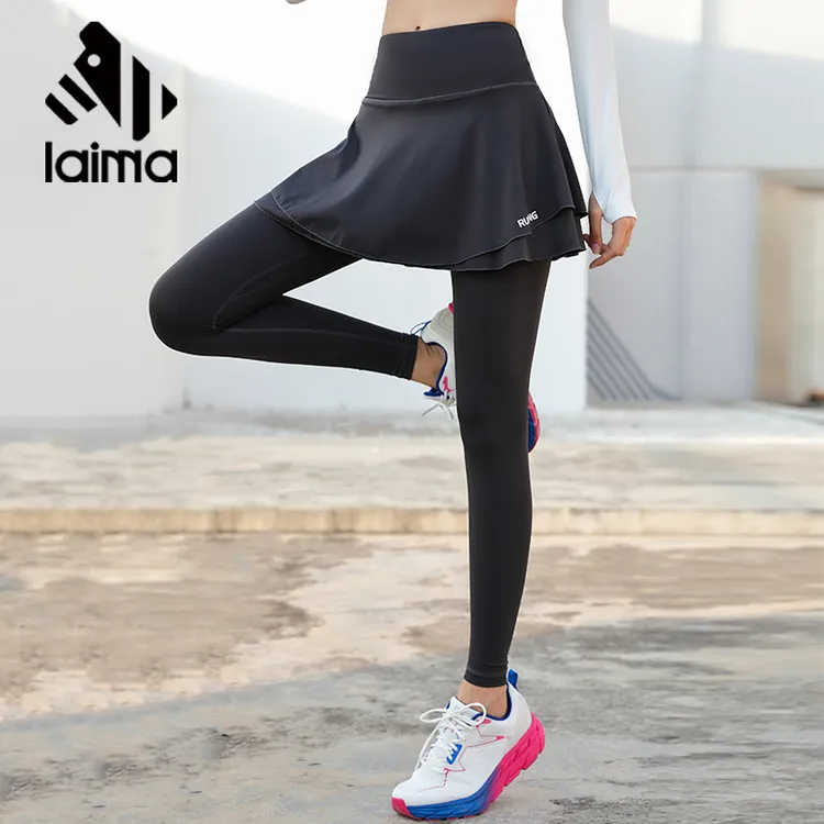 【莱马】显瘦健身防尴尬九分弹力高腰秋冬长裤裙瑜伽户外速干运动裤