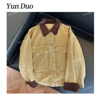 云朵定制【巴黎香榭】撞色灯芯绒翻领夹克外套LE44