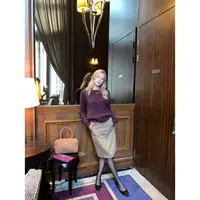 徐秋阳   紫色小马毛衣   秋季新款百搭时尚显瘦显白毛衣YM406