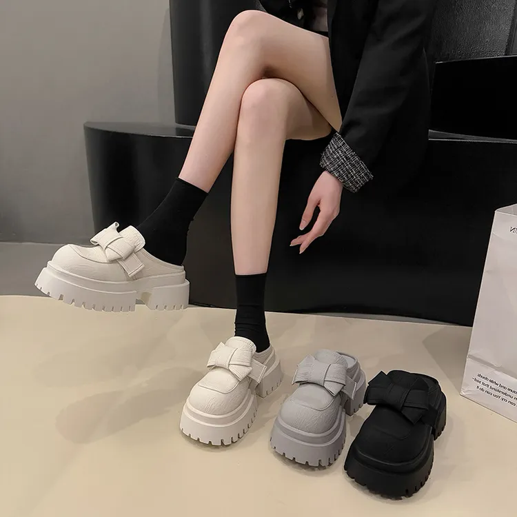 厚底内增高包头半拖鞋女外穿2025春夏新款小个子百搭配裙子凉拖鞋